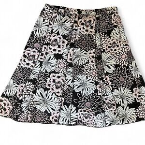 Allison Taylor Floral Print Paneled Midi Skirt Black White Pink Size 12